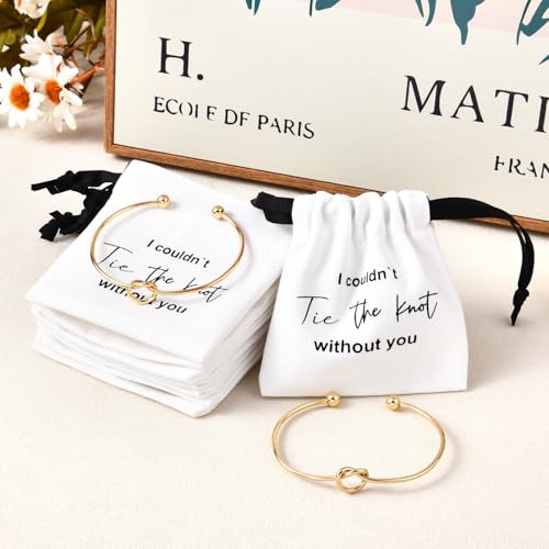 CEELGON 16 Pcs Jewelry Pouch Set of 8 Linen Cotton Small Drawstring Bags & Bridesmaid Knot Bracelet Jewelry Packaging Prop...