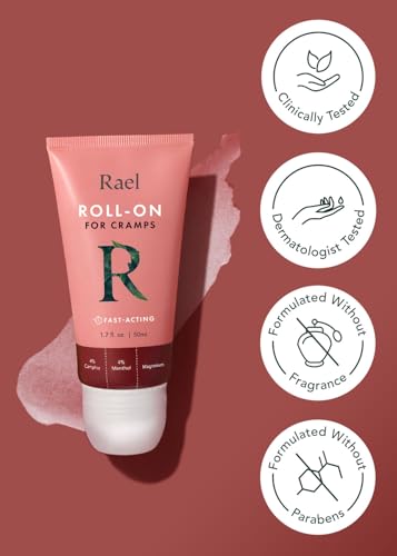 Rael Pain Relief Cream Roll-On – Fast-Absorbing Formula with Camphor, Menthol, and Magnesium, Essential for Women (1.7 fl ...