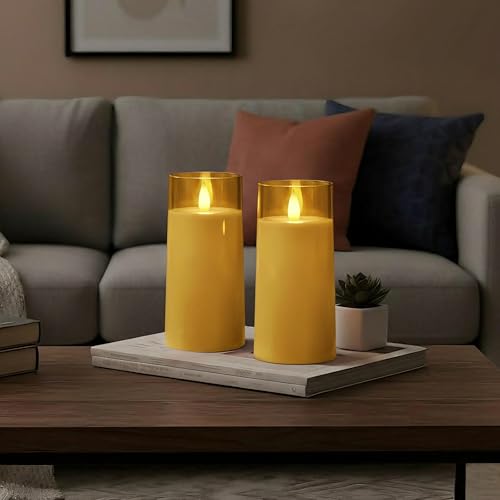 Raycare Flameless Electronic Pillar Candles with Remote Control and Timer- Battery Operated Realistic Flickering LED Fake ...