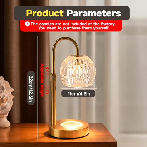 WELAISA Gold Candle Warmer Lamp with Timer Dimmable, Birthday Gifts for Women Mom, House Warming Gifts New Home Decor, Wax...