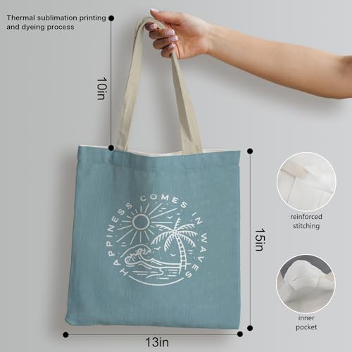 Lacosu Coastal Canvas Tote Bags for Women - Beach Vacation Gifts, Reusable Grocery & Shopping Bags