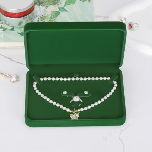 LETURE Large Velvet Jewelry Set Box, Big Necklace and Ring Earring Pendant Gift Box, Pearl Necklace/Chunky Necklace Jewelr...