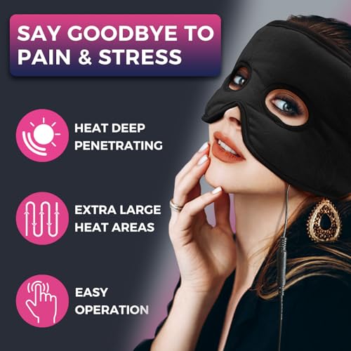 Moist Heat Sinus Pressure Relief Mask with 3 Heat Settings, Extra Large Face Heating Pad for Eyes, Sinusitis, Hormone Migr...