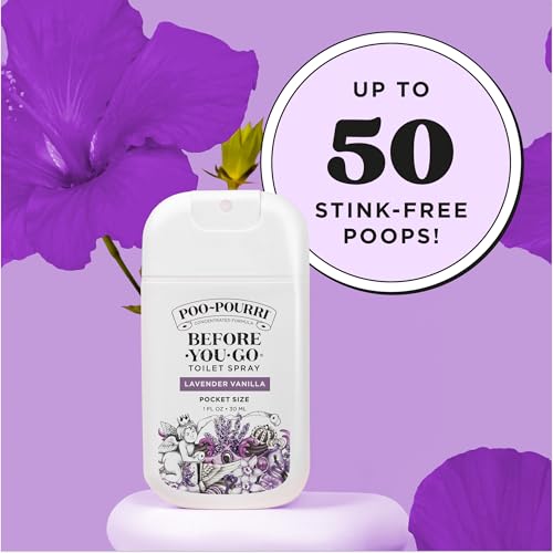 Poo-Pourri Before-You-Go Pocket Toilet Spray, Travel Essentials, Lavender Vanilla, 1 Fl Oz, Up to 50 Uses, On-The-Go Bathr...