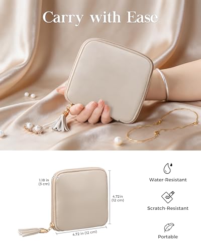 Lolalet Travel Jewelry Case Organizer, Small Jewellery Pouch with Compartments for Storage, Soft Velvet Bag for Traveling ...