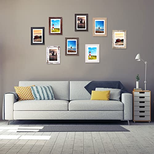 5x7 Picture Frames Set of 8, Rustic Picture Frames Multi Wood-Color,Vertical and Horizontal Formats for Wall Hanging and T...