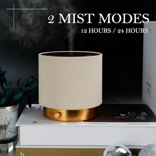 ZEIGGA LAB Elegant Fabric Aroma Diffuser - Quiet Essential Oil Diffuser with Soft Night Light, Perfect for Home, Office, a...