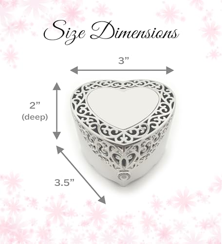 Cherished Moments Personalized First Communion Gift for Girls Filigree Heart Jewelry Keepsake Box with Custom Engraved Cro...