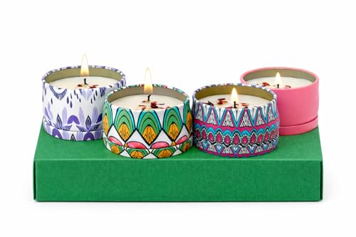 Scented Candle Gift Set, Decorative Tin Candles, Home Fragrance Candles for Relaxation, Birthday & Everyday Gifting