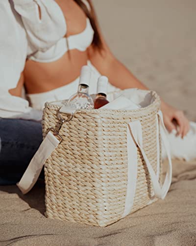 Daytani Insulated Beach Cooler Bag, Leak Proof, Premium Quality Corn Husk, Beach Bag, Pool Bag, Tote Bag, Straw, Rattan, G...