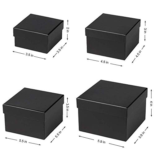 Briful Square Gift Boxes with Lids Set of 4 Black Gift Box Assorted Sizes Nesting Gift Boxes for Presents Birthday Bridesm...