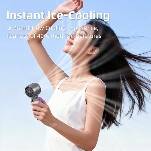 Portable Handheld Turbo Fan with Semiconductor Cooling - 6000mAh Rechargeable 3-in-1 Mini Fans (Hand/Neck/Desk),199 Speed/...