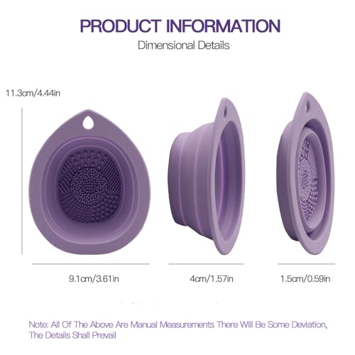 Silicone Foldable Makeup Brush Cleaner, Brush Scrubber Bowl, Portable Washing Tool Cosmetic Brush Cleaner (Cyan)