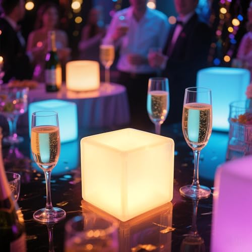 4-inch LED Cube Light, 16 RGB Color Changing Tesseract Cube Lamp with Remote, Waterproof Cordless Rechargeable Cubes Mood ...