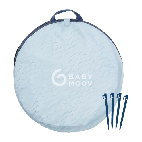 Babymoov Anti-UV Baby & Toddler Beach Tent UPF 50+ Sun Protection with Pop Up System for Easy Use & Transport, Blue Waves...