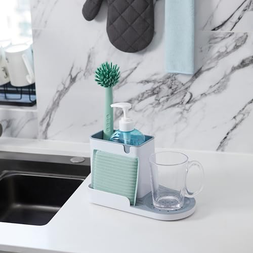 Amazon Basics Kitchen Sink Caddy Organizer for Sponge and Brush Storage, Large, White
