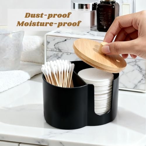 Axrivonte Qtip Holder Dispenser,Dual-Compartment Cotton Swab & Cotton Pad Organizer with Removable Dustproo-f Lid,Compact ...