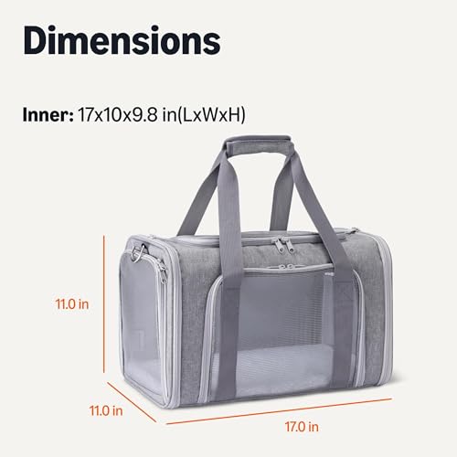 Amazon Basics Soft Cat & Dog Carrier with Adjustable Shoulder Strap, Airline-Approved, Foldable and Portable Design, Mesh ...