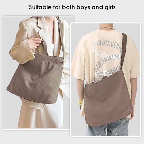 Women's Canvas Tote Bag inside Out Bag with Adjustable Crossbody Strap for Work Travel Shopping Durable Handbag for Men