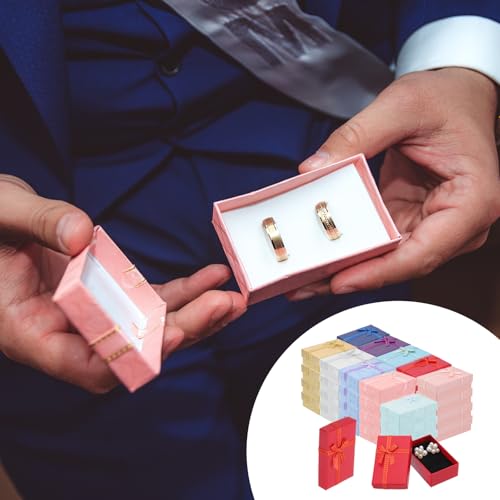 PATIKIL Jewelry Gift Boxes, 80Pcs Small Gift Packaging Box Cardboard Bulk with Lid Ribbon for Bracelet Earring Ring Christ...