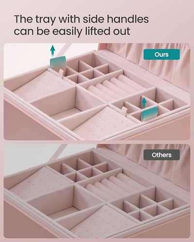 SONGMICS 2-Layer Jewelry Box, Jewelry Organizer with Handle, Removable Jewelry Tray, Jewelry Storage, Floating Effect, 8.1...