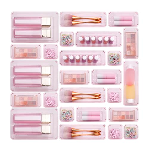Trotianingyu Kitchen Desk Drawer Organizers Storage for Office, Small Acrylic Vanity Trays Makeup Organizer for Drawer Bat...