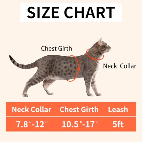 Giecooh Cotton Cat Harness and Leash Set, Escape-Proof Adjustable Soft Harness for Kitten, Small & Large Cats, Ideal for T...