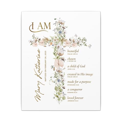 Baby Baptism Gifts for Girl Personalized Canvas or Print Unframed, First Holy Communion Gifts for Girls, Christening, Conf...