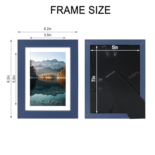 SZYUU 5x7 Picture Frame Set of 4, High Definition Real Glass, Display Pictures 4x6 with Mat or 5x7 Without Mat, Gallery Wa...