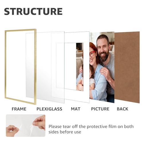 Giftgarden 11x14 Picture Frame Gold, Metal Photo Frame Display Pictures 8x10 with Mat or 11x14 Without Mat, Vertical or Ho...