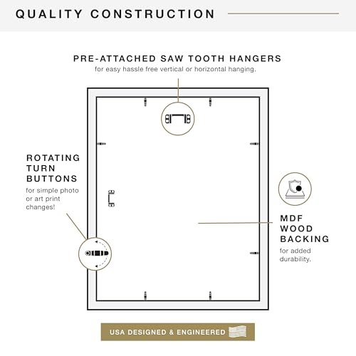 MCS Studio Gallery Classic 16x20 Poster Frame Black Woodgrain Engineered Wood, Vertical & Horizontal Wall Hanging Large Pi...