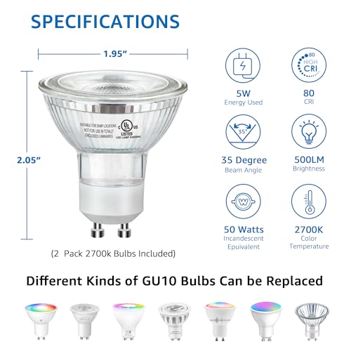SUNVIE 2 Pack Uplighting Indoor Floor Can Light, 5W Up Lights with 2700K LED GU10 Bulbs, Uplights Floor Spot Lights Indoor...