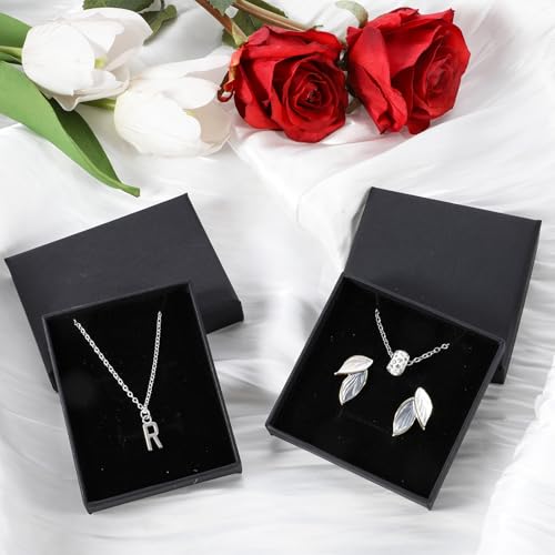 Thinp 2 Pack Foam Fill Cardboard Paper Jewelry Box Small Jewelry Gift Box Christmas Gift Box Necklace Bracelet Earring Org...