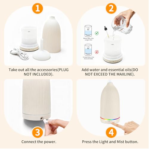 URPOWER 100ML Essential Oil Diffuser Ultrasonic Cool Mist Humidifier with 7 LED Lights, Timer & Auto-Off Quiet Aromatherap...