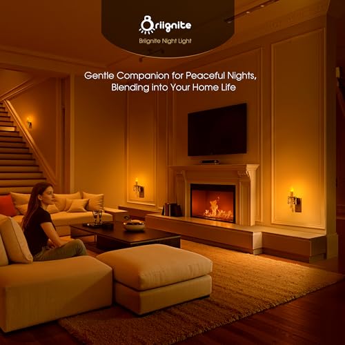 Briignite Candle Night Lights Plug into Wall, LED Amber Night Light with Dusk to Dawn Sensor, 0-100LM Dimmable, Decorative...