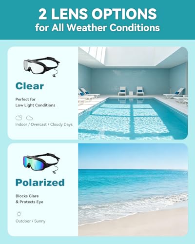 PADONISE Anti Fog Swimming Goggles 2 Pack for Men Women – Polarized & Clear Adult Swim Goggles with UV Protection, 180° Wi...