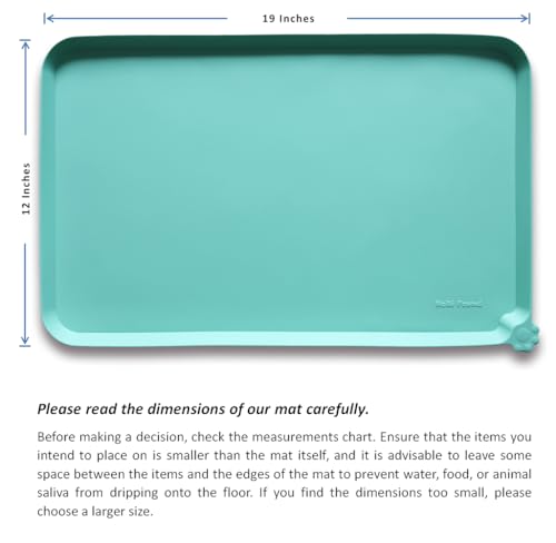 Hoki Found Silicone Pet Food Mats - Non Slip Cat & Dog Bowl Placemats - Waterproof Pet Feeding Mats - Cool Mint