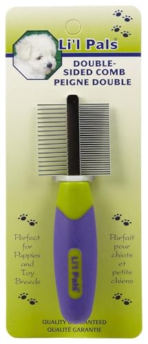Coastal Pet Li'l Pals Double-Sided Dog Comb - Tick & Flea Comb - Dog Grooming Brush for Small Breeds & Puppies - One Size