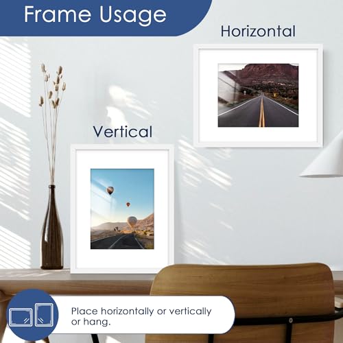 PEALSN 11x14 Picture Frame Set of 6, Display Pictures 8x10 with Mat or 11x14 without Mat for Wall Mounting or Table Top Di...