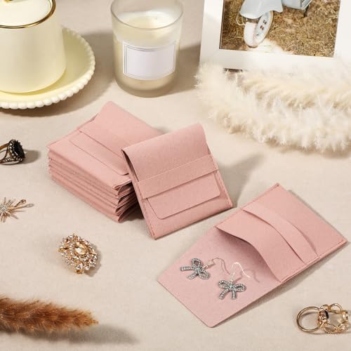 MAQUITA 40 Pcs Small Microfiber Jewelry Pouch Gift Bulk with Band, Jewelry Packaging Bag Luxury Small Gift Bags Tiny Micro...