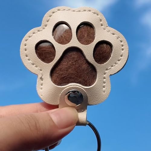 Jatmira 4Pcs Pet Hair Storage Keychain Cat Paw Shaped Leather Dog Fur Memorial Collection Key Chain Pet Memorial Gifts & K...