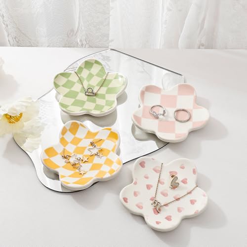 Koythin Aesthetic Jewelry Tray for Girls, Decorative Bedroom Vanity Organizer, Preppy Teen Room Decor Accessories, Gift fo...