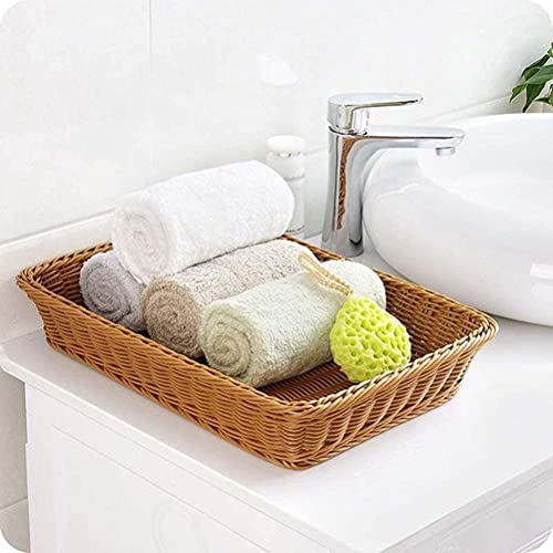 Yarlung 3 Pack Imitation Rattan Woven Bread Baskets, 11.8 x 7.8 Inch Plastic Wicker Fruit Baskets for Food Serving, Vegeta...