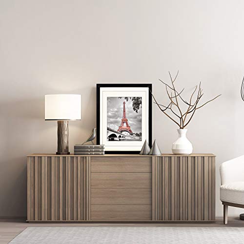 Luxdart 12x16 frames with Mat to Display 11x14 Picture or 8.5x11 photo 12 x 16 Black Solid Wood Picture Frame Wall Art for...