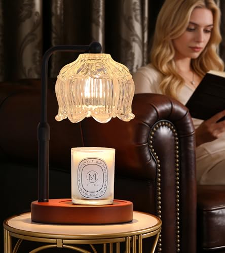 Candle Warmer Lamp for Flower-Shaped Glass,Wax Melt Warmer for Jar Candles, Black Candle Warmer Lamp with Timer Dimmable, ...