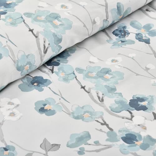 Levtex Home - Florina Comforter Set - Floral - Teal Blue Grey White - Comforter (106 x 94in.) and Two Pillow Cases (36 x 2...
