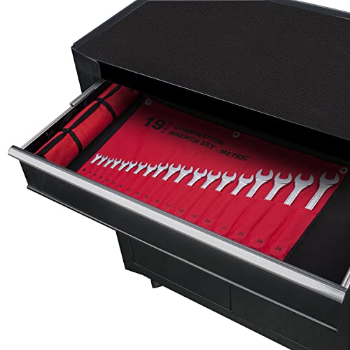 19-Piece Complete Metric Combination Wrench Set in Roll-up Pouch, No Skipped Metric Sizes 6mm - 24mm | Best Value Wrench S...