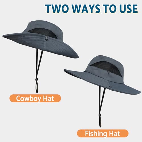 PFFY Sun Hats for Men Women Wide Brim Bucket Hat UPF 50+ Outdoor Beach Hiking Fishing Hat