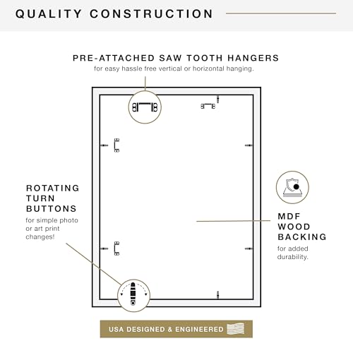 MCS Studio Gallery 18x24 Poster Frame Black Woodgrain Engineered Wood, Vertical & Horizontal Wall Hanging Large Picture Fr...