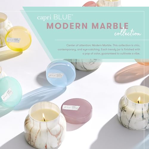 Capri Blue Modern Marble Printed Travel Tin Jar Candles - Luxury Decorative Candles for Home Scented - Long Lasting Soy Wa...